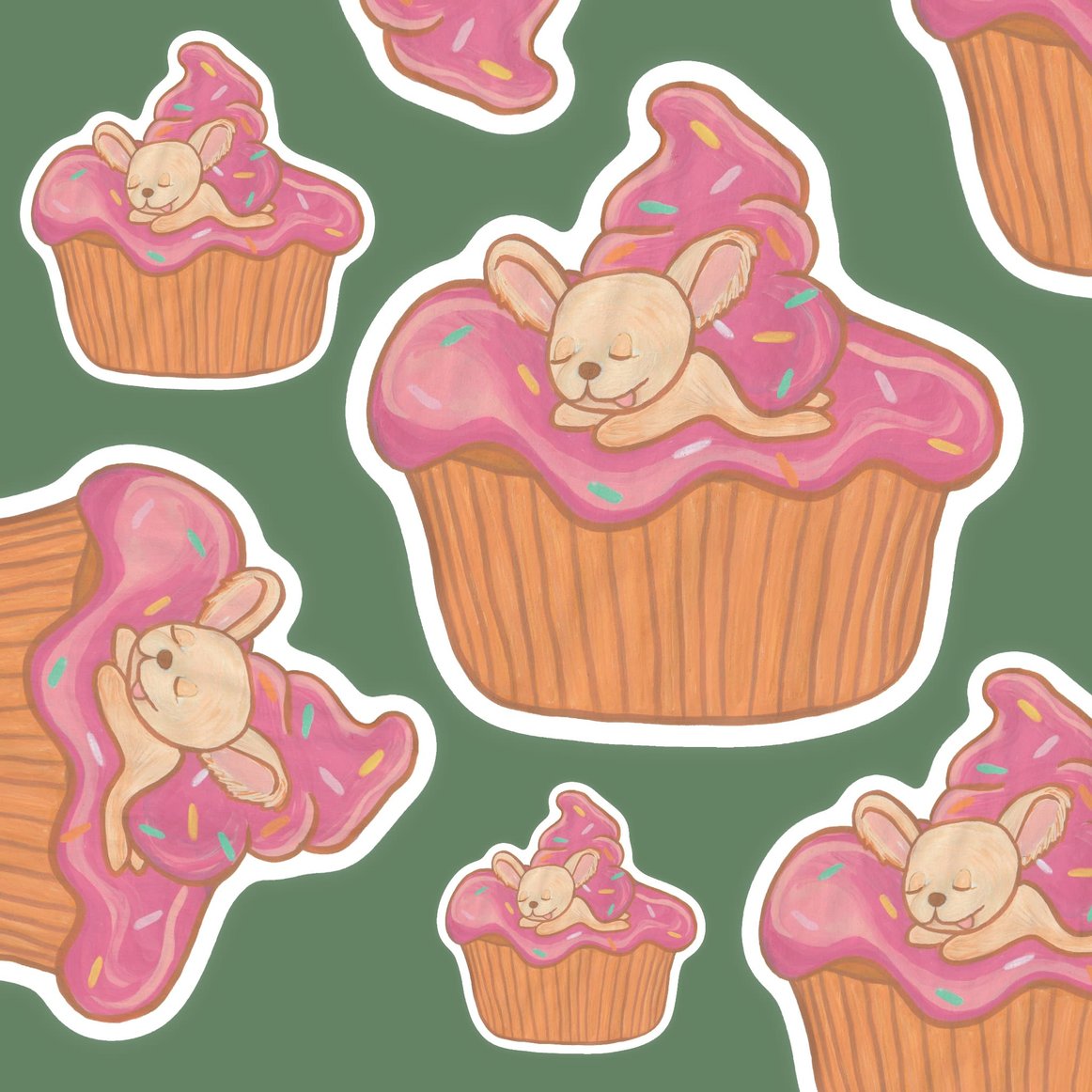 William the Cupcake Chihuahua Single Vinyl Sticker