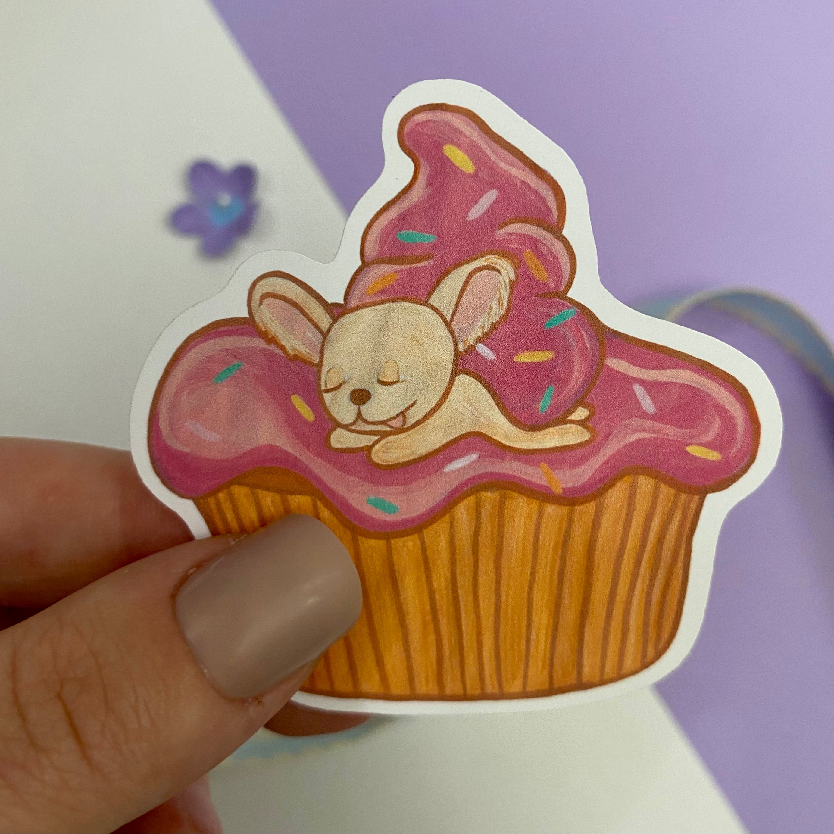 William the Cupcake Chihuahua Single Vinyl Sticker