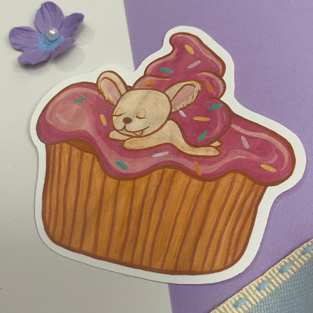 William the Cupcake Chihuahua Single Vinyl Sticker