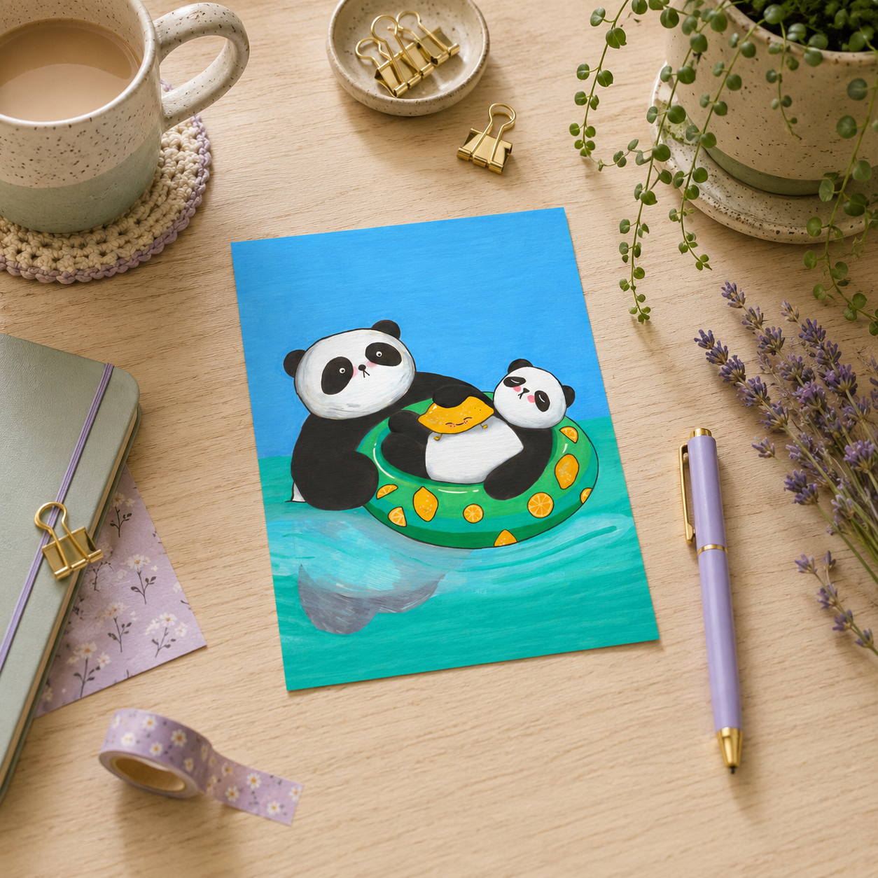Bonsai and Yuzu's Gentle Drift Art Print