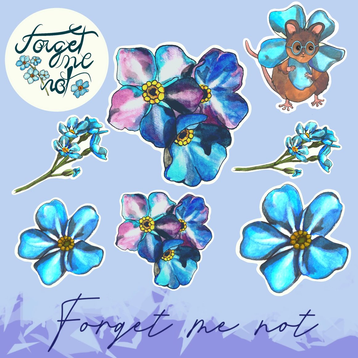 Forget Me Not Vinyl Sticker Bundle