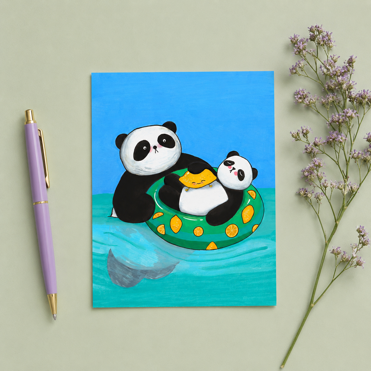 Bonsai and Yuzu's Gentle Drift Art Print