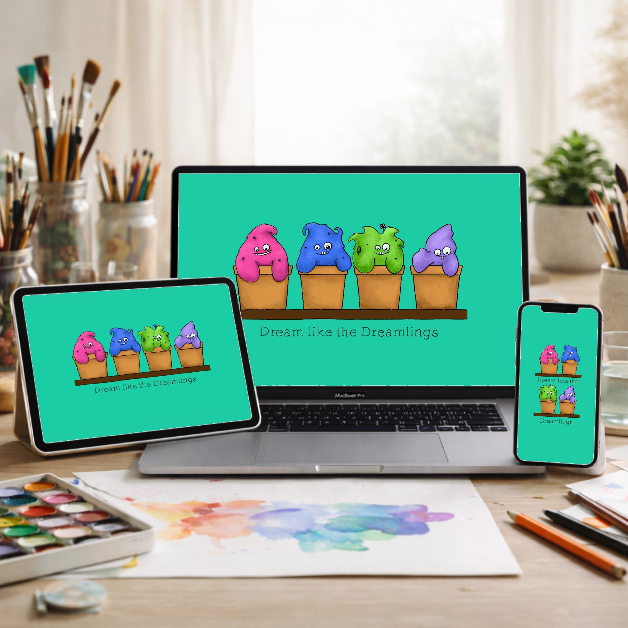 Hide and Seek with the Dreamlings: A Wallpaper Set for Phone, iPad and Desktop | Digital Download