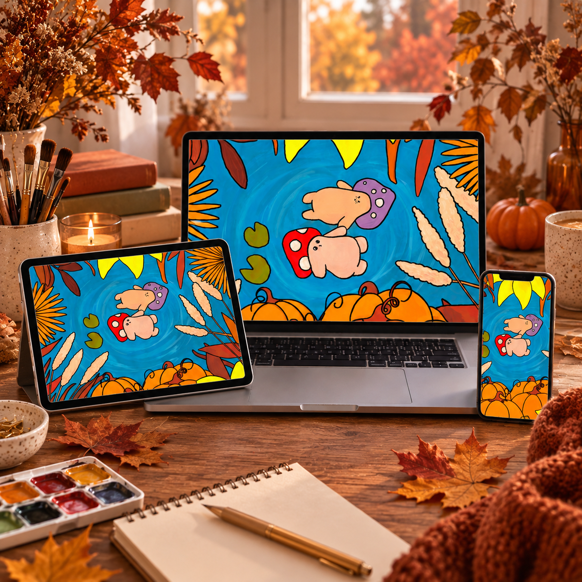 The Secret Autumn Drift: A Wallpaper Set for Phone, iPad and Desktop | Digital Download