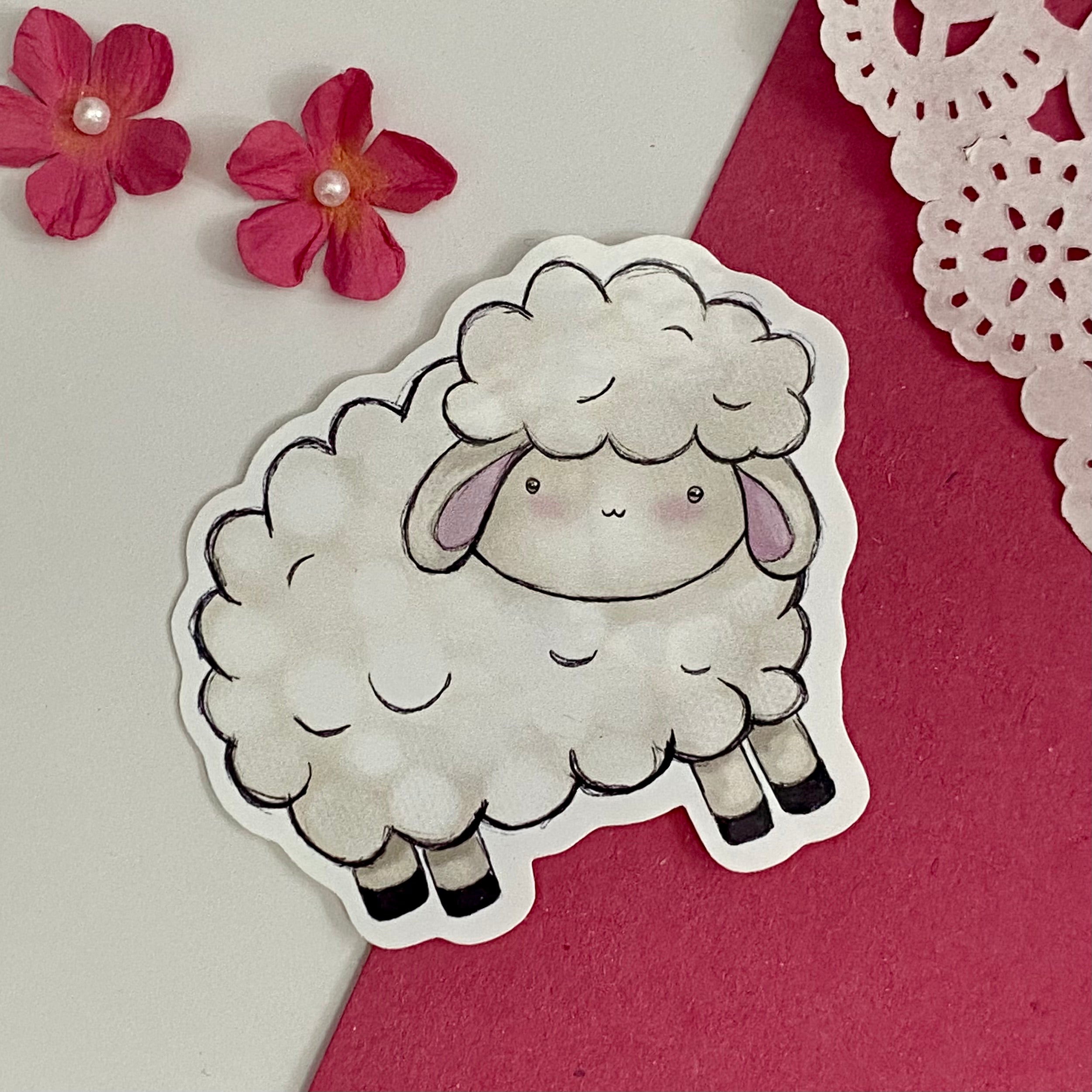 Fluffy Sheep Single Vinyl Sticker