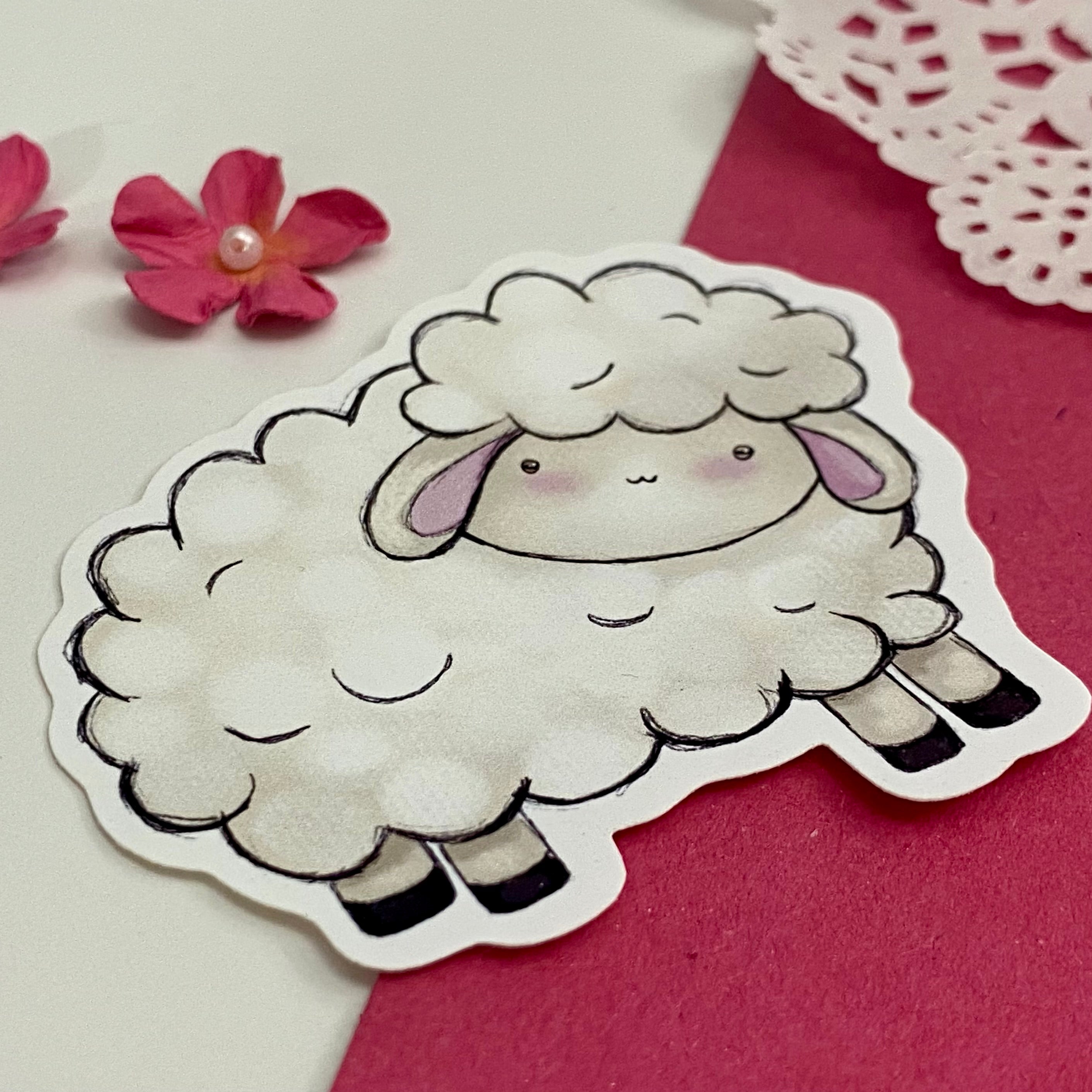 Fluffy Sheep Single Vinyl Sticker