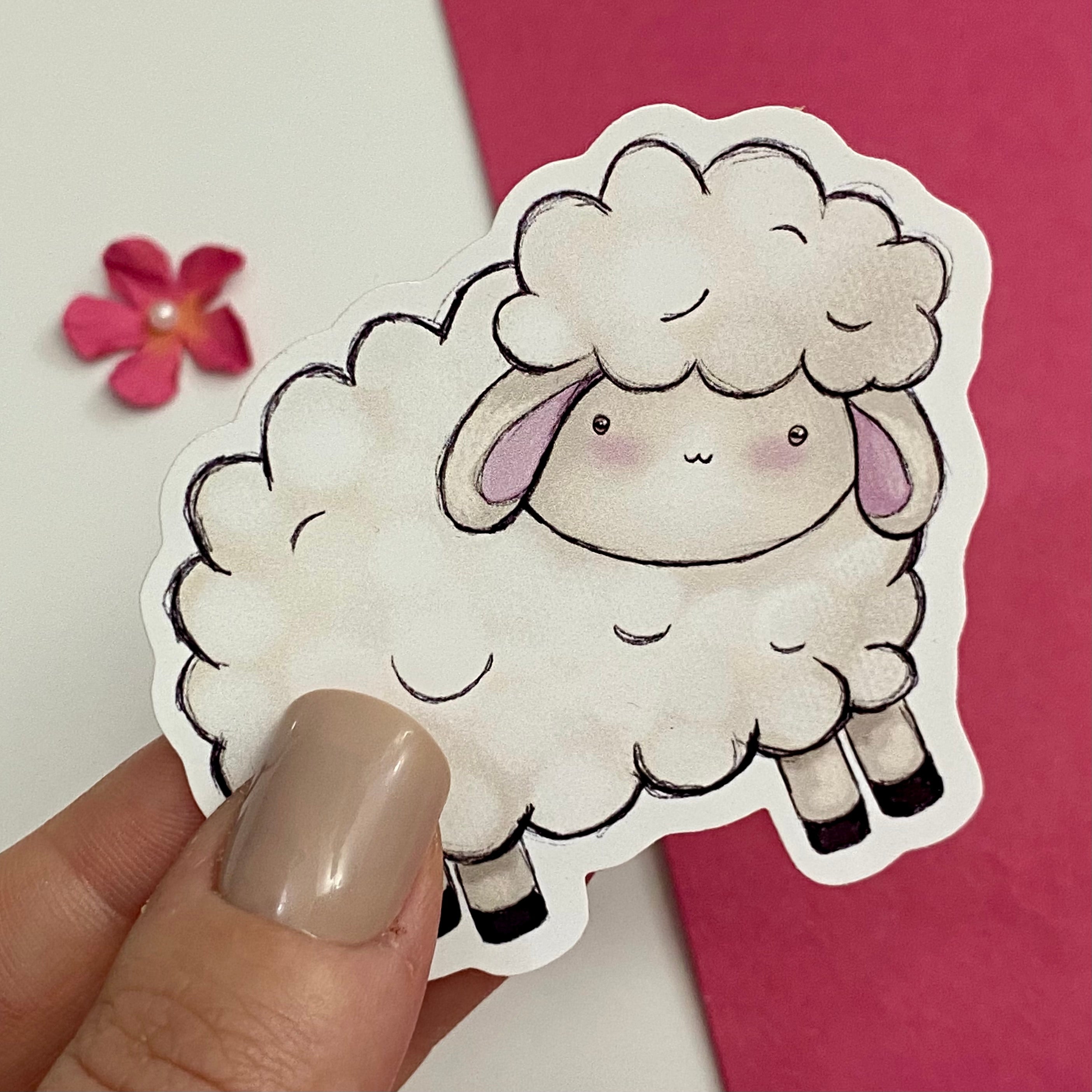 Fluffy Sheep Single Vinyl Sticker