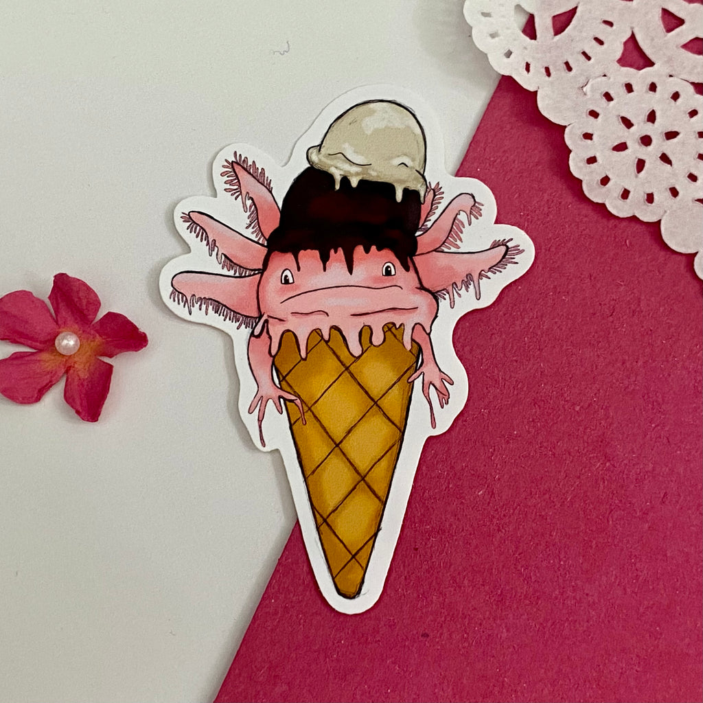 Axolotl Ice-cream Single Vinyl Sticker