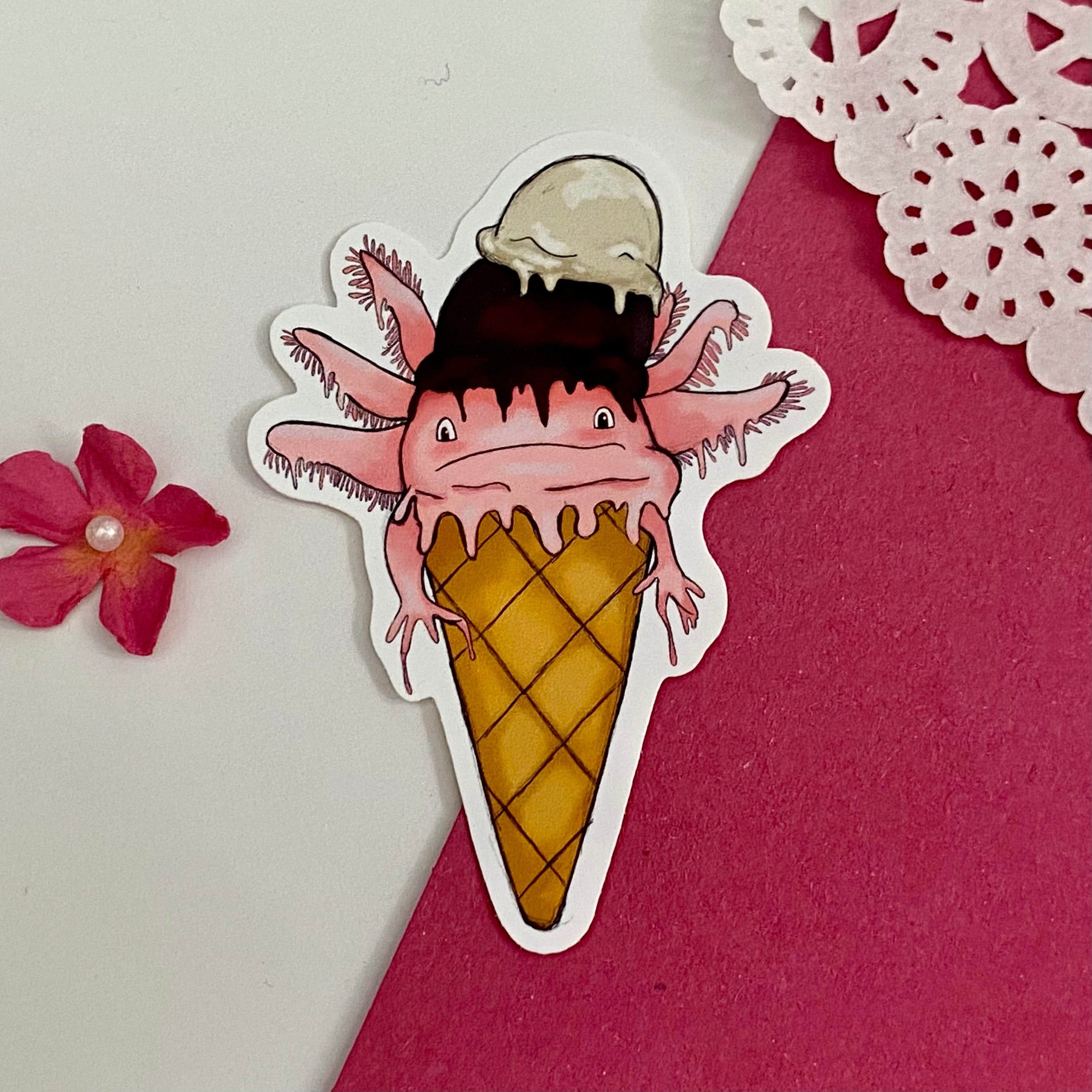 Axolotl Ice-cream Single Vinyl Sticker