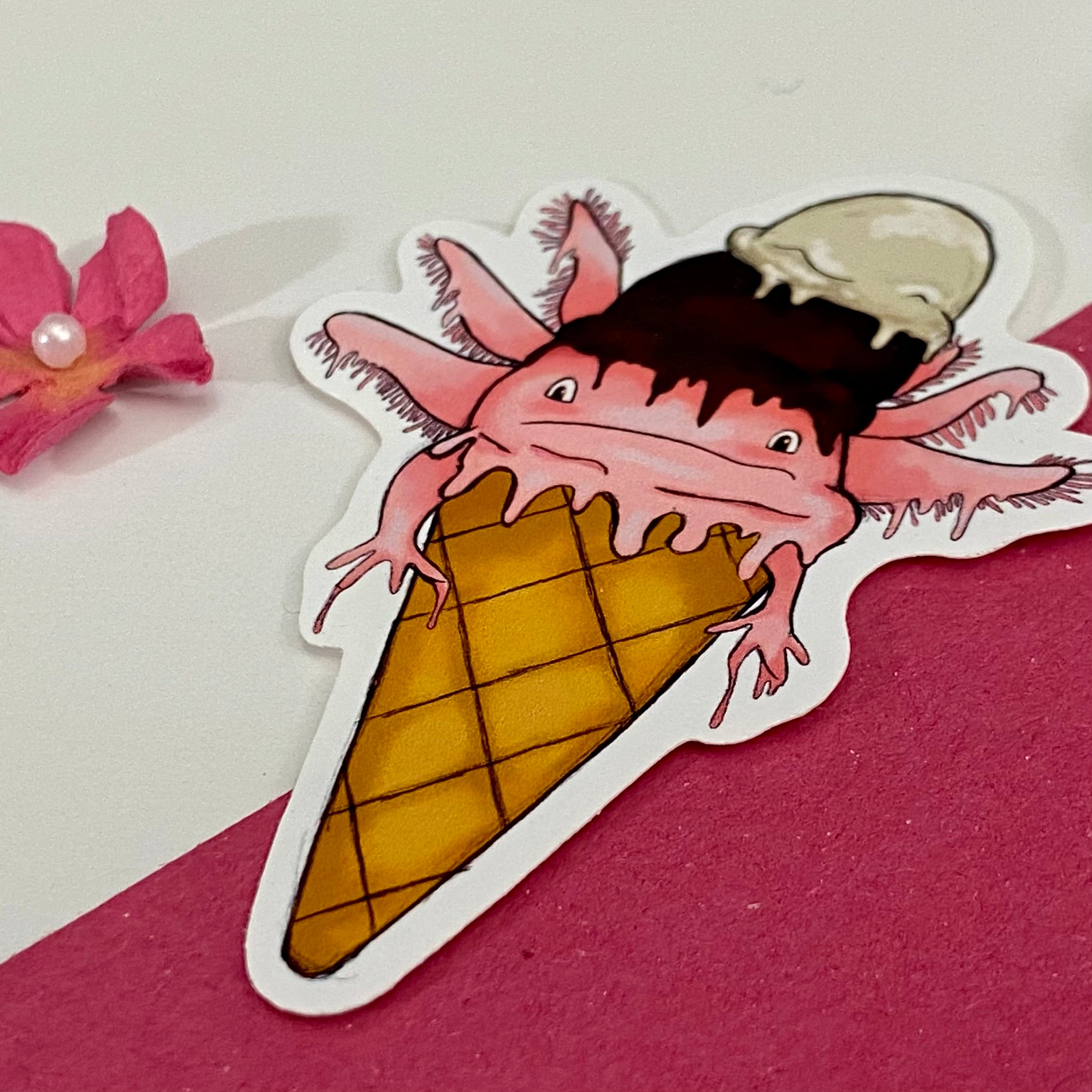 Axolotl Ice-cream Single Vinyl Sticker