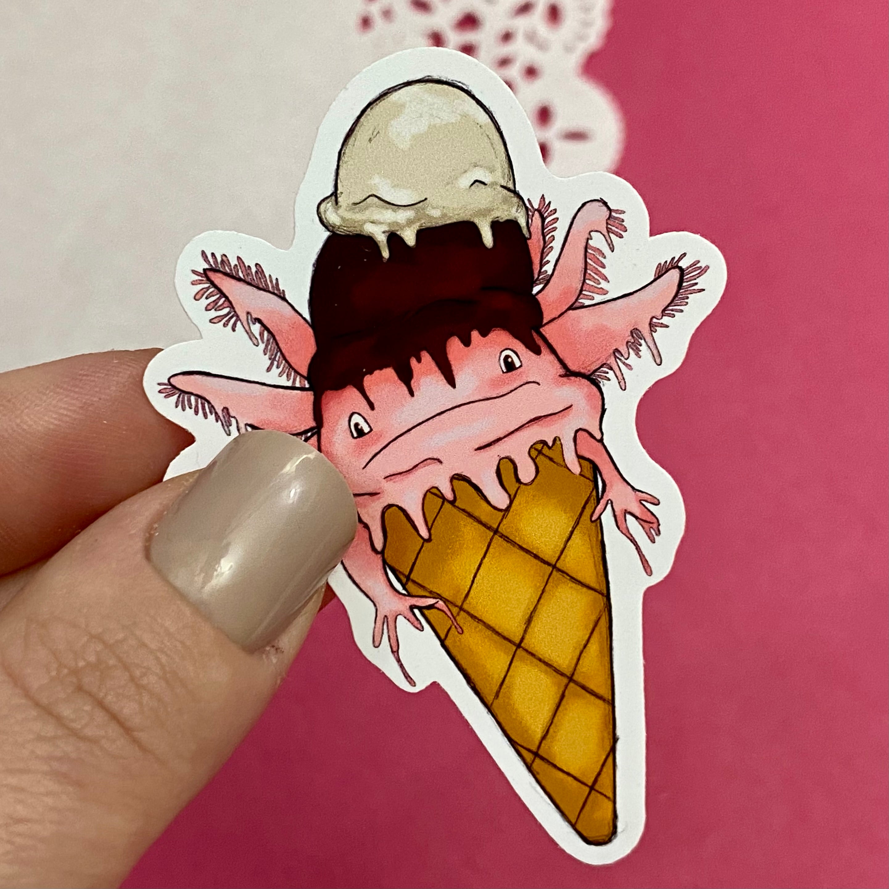 Axolotl Ice-cream Single Vinyl Sticker
