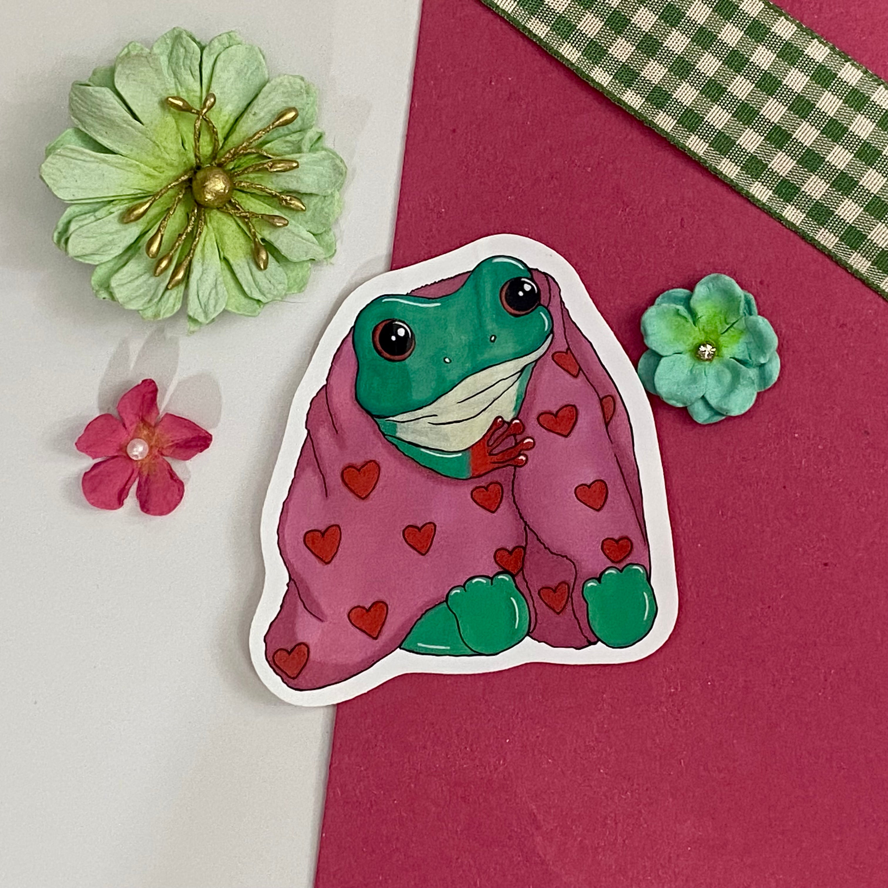 Fredrick the Cosy Frog Single Vinyl Sticker