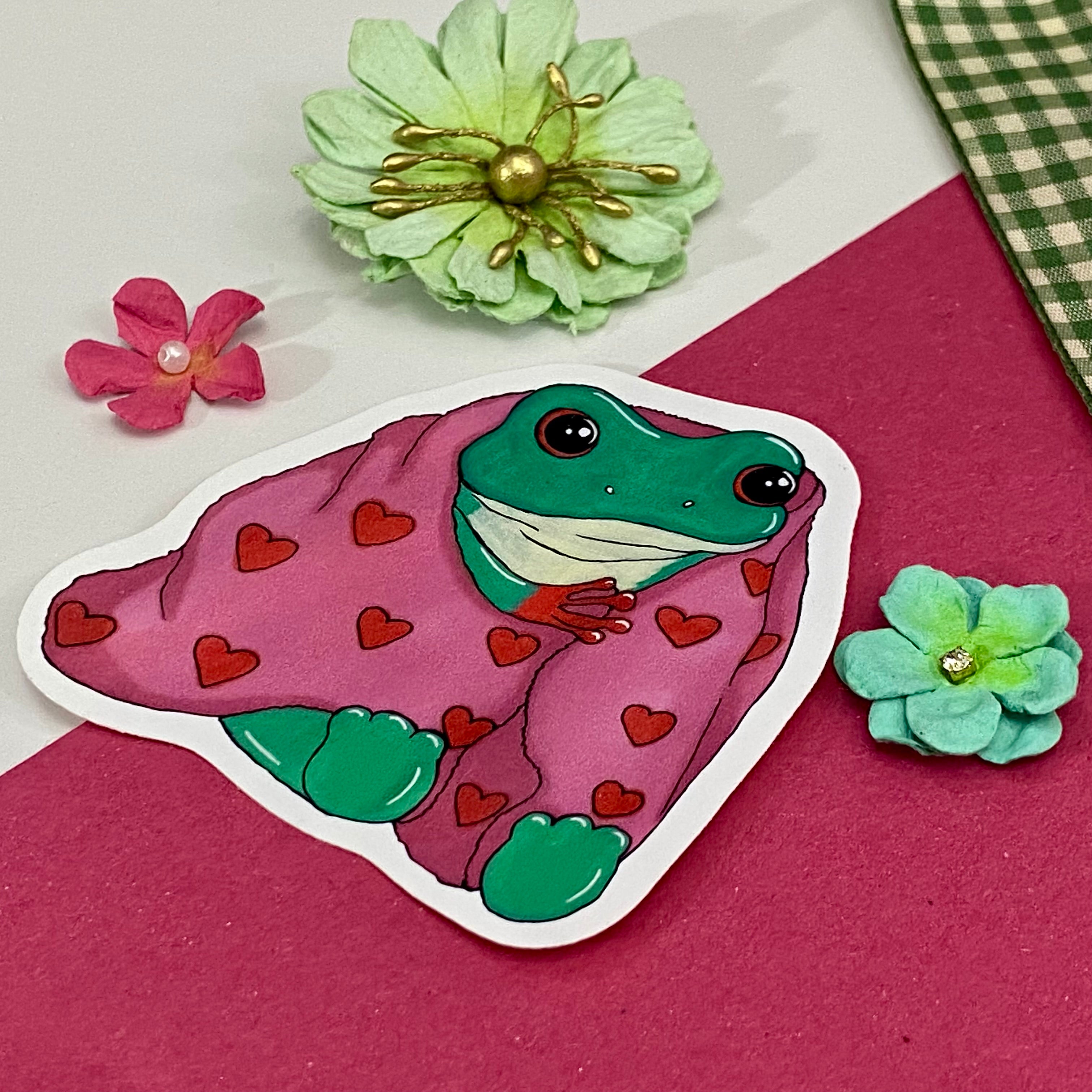 Fredrick the Cosy Frog Single Vinyl Sticker