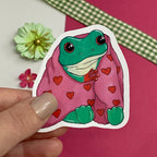 Fredrick the Cosy Frog Single Vinyl Sticker