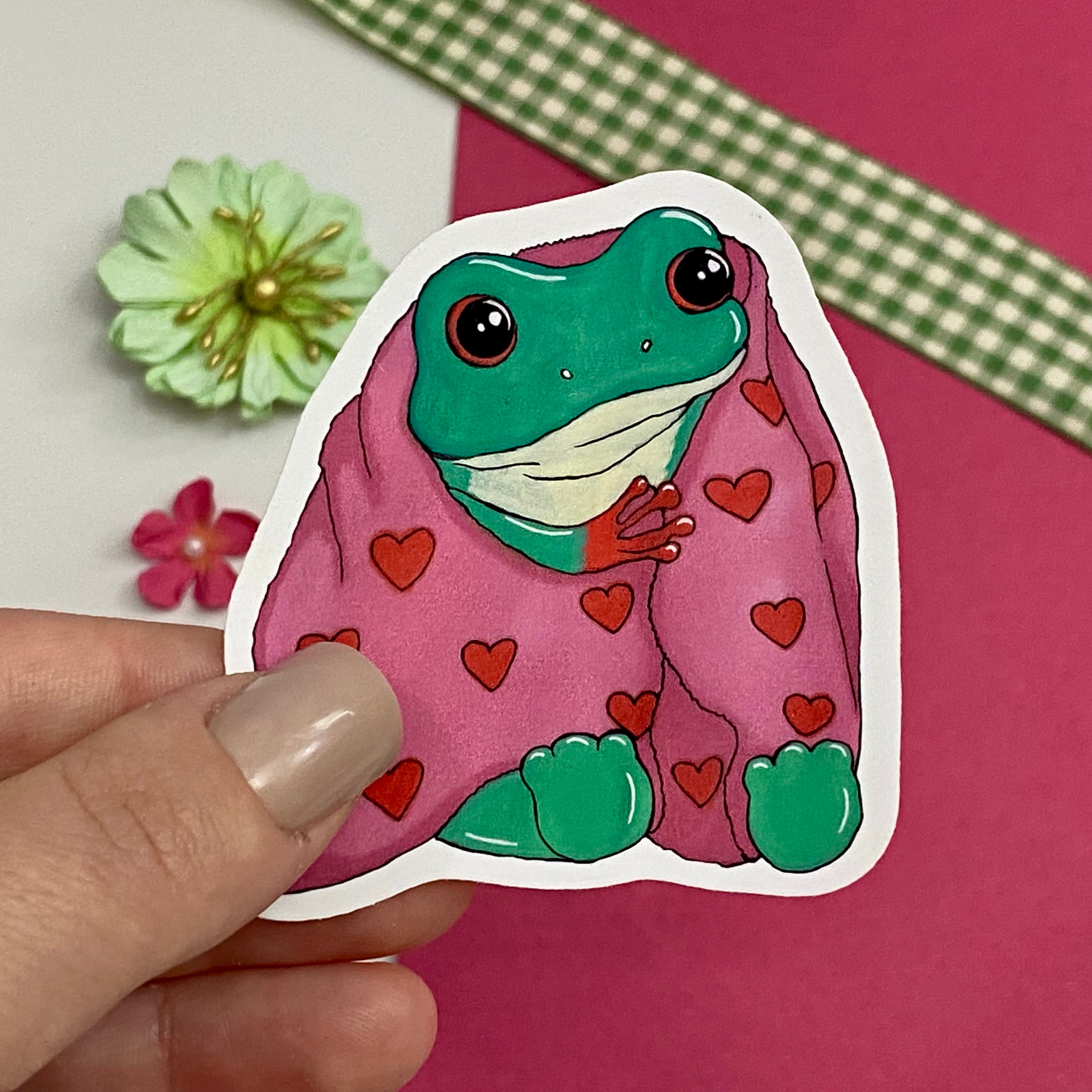 Fredrick the Cosy Frog Single Vinyl Sticker
