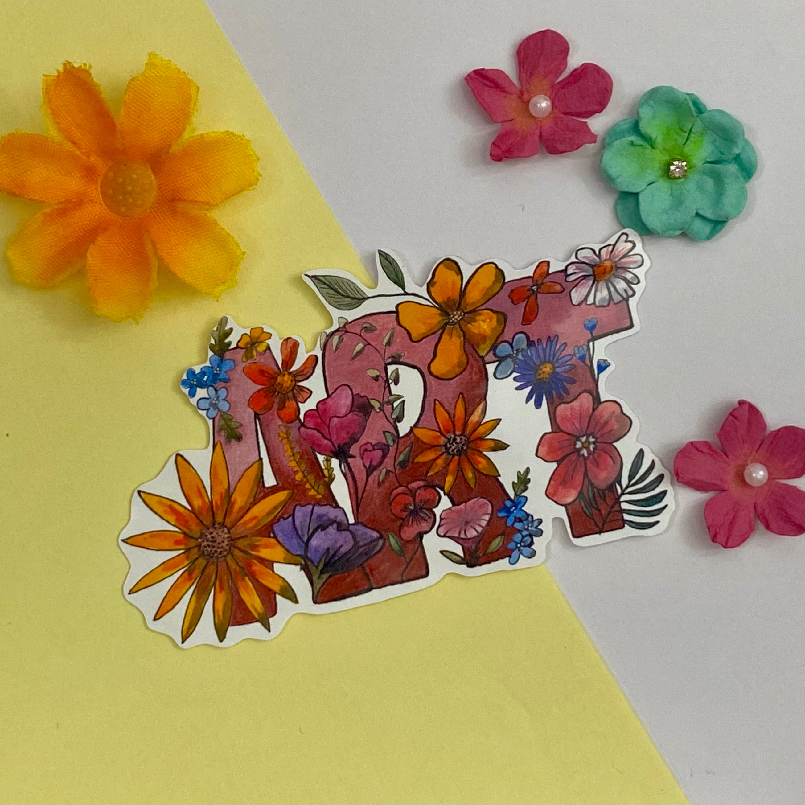 Floral Art Single Vinyl Sticker