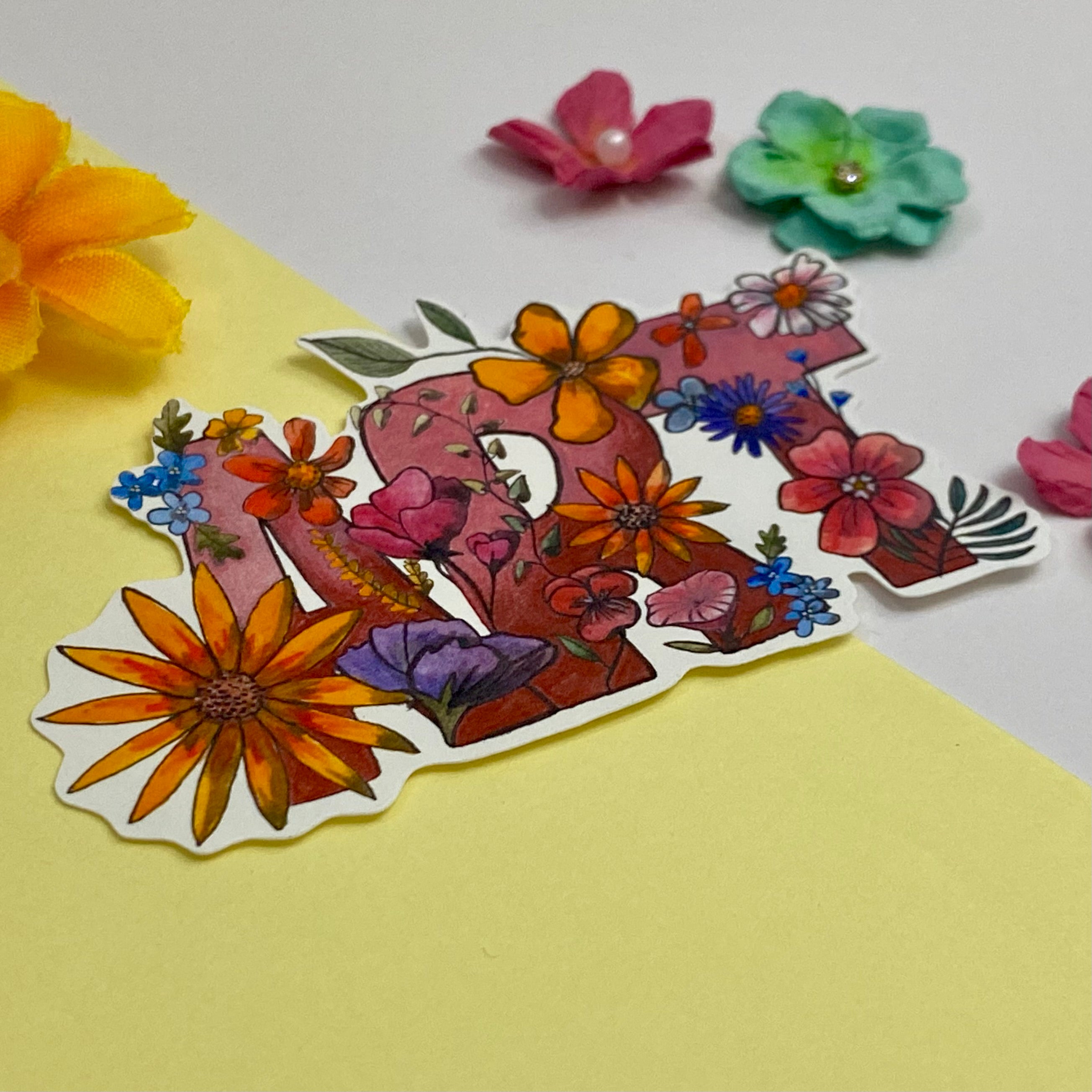 Floral Art Single Vinyl Sticker
