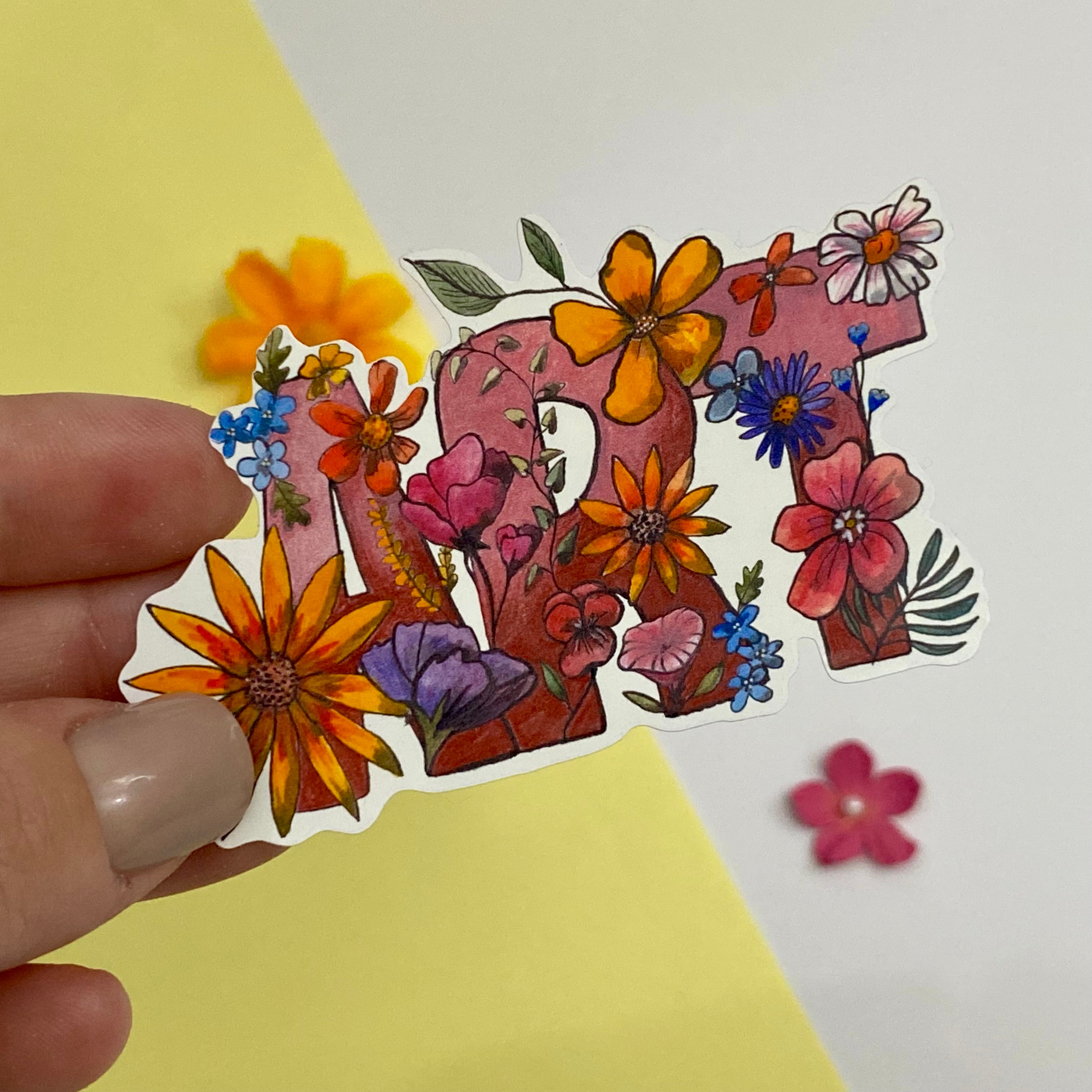 Floral Art Single Vinyl Sticker