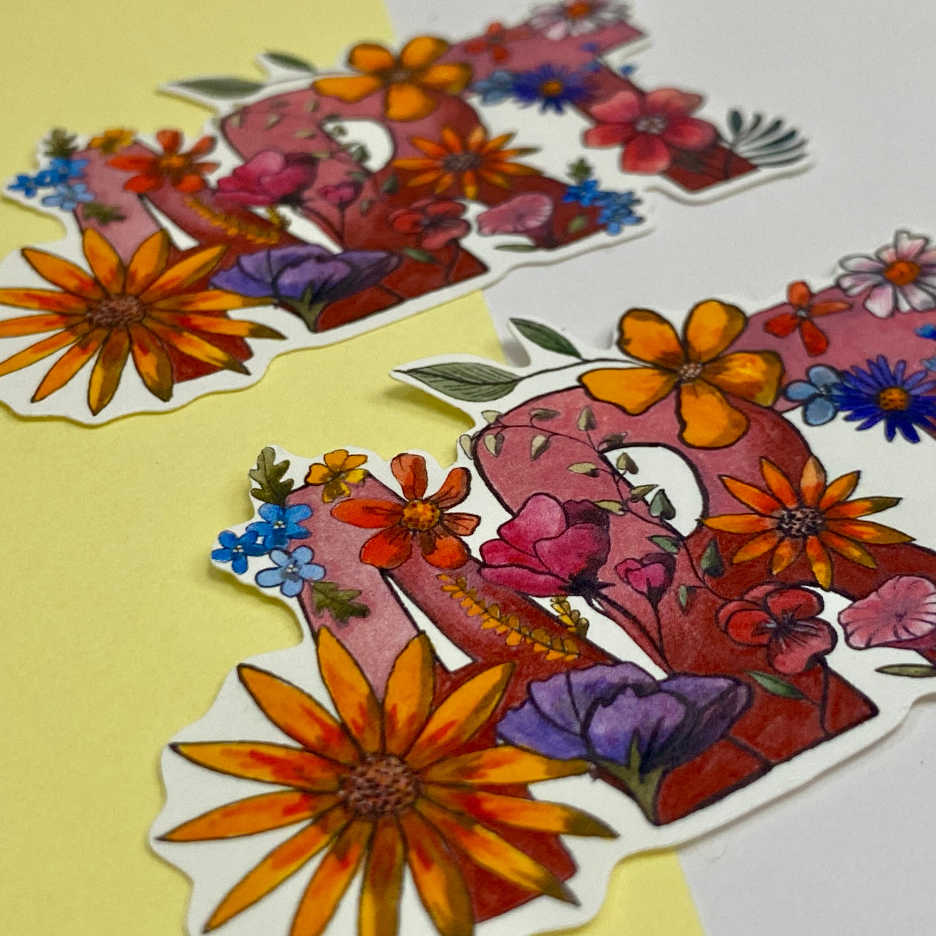 Floral Art Single Vinyl Sticker