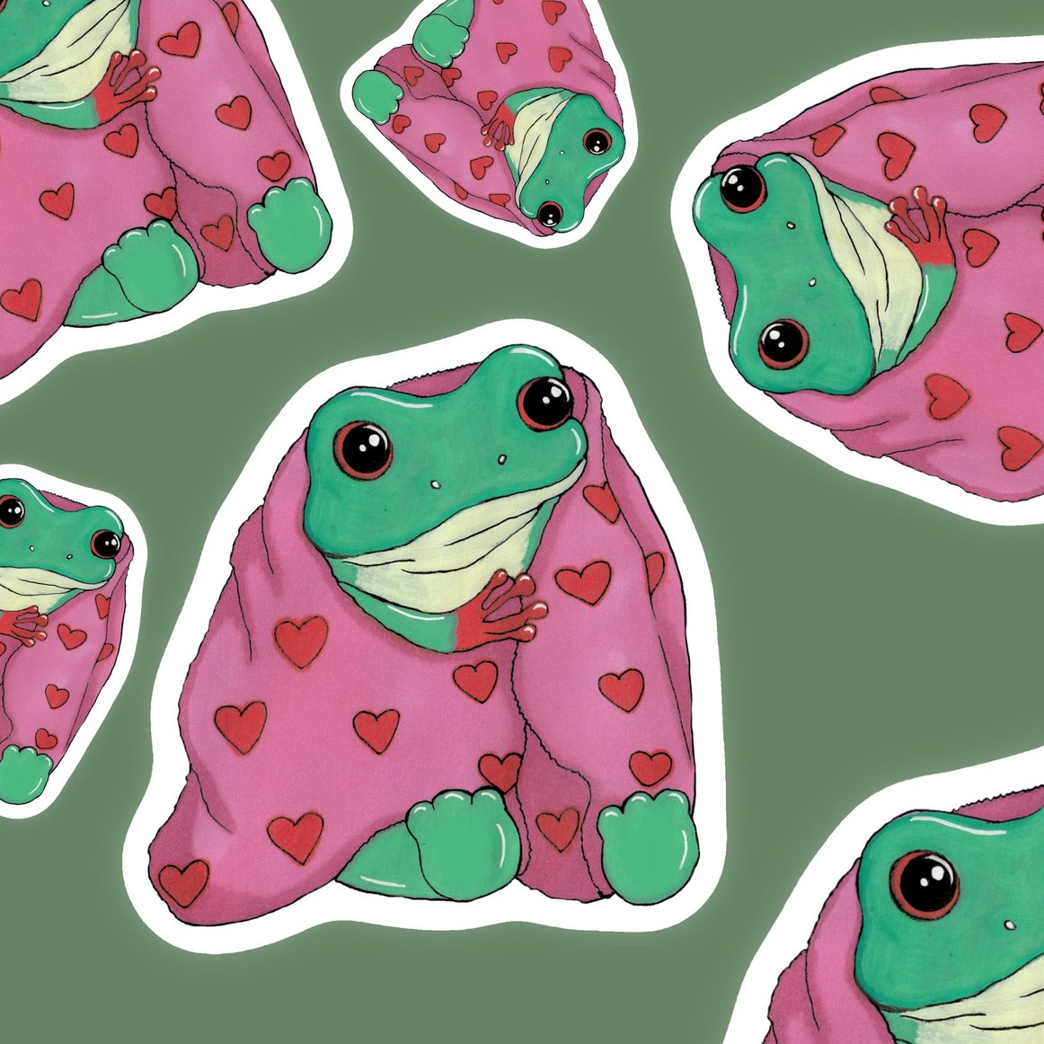 Fredrick the Cosy Frog Single Vinyl Sticker